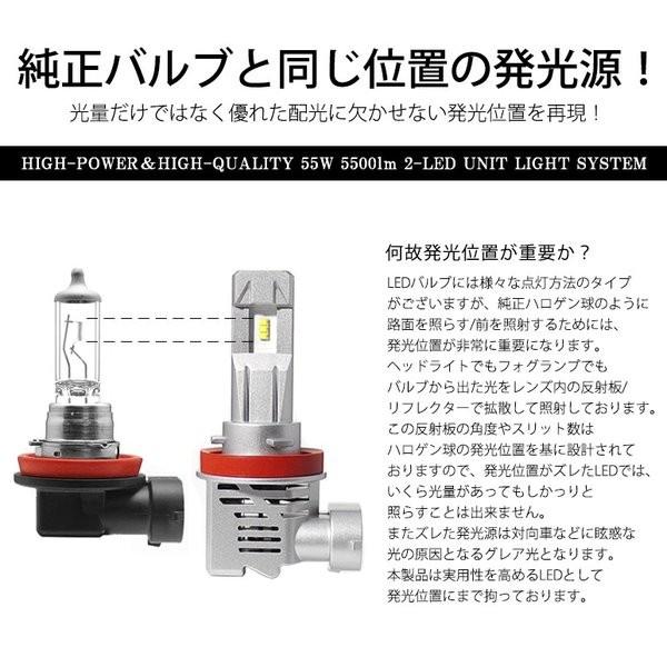 LED フォグランプ H8/H11/H16 55W 11000ルーメン 5500lm×2 ZESチップ