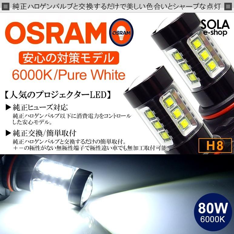 S500P/S510P ハイゼット トラック LED フォグランプ H8 80W OSRAM/オスラム プロジェクター発光 ホワイト/6000K 2個入り｜solae-shop