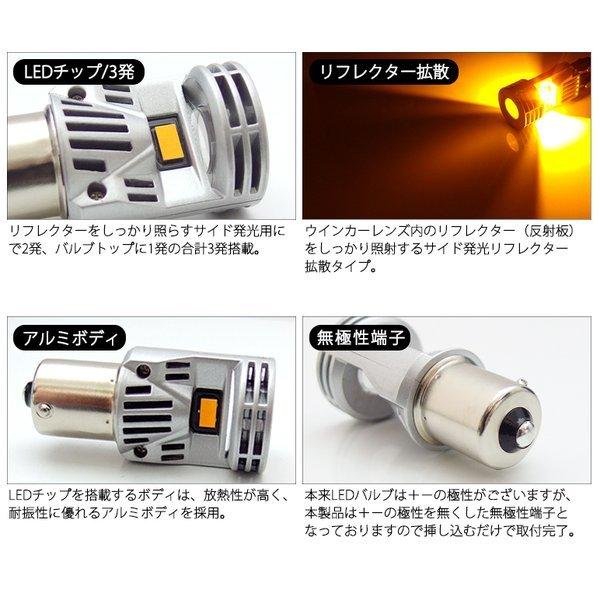 GF系/GF7W/GF8W 前期 アウトランダー LED リアウインカー ハイフラ防止内蔵 S25 150度 ピン角違い 30W 5530-SMD 1400ルーメン アンバー/オレンジ 2個入り｜solae-shop｜06