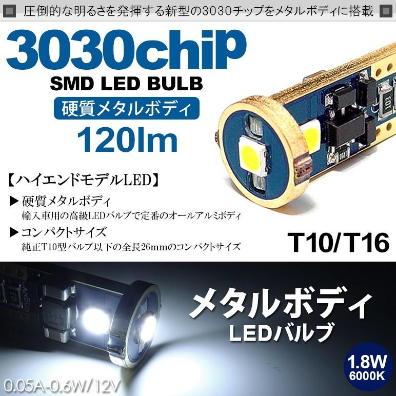 JW5 S660 LED ナンバー灯 T10/T16 ウェッジ メタルボディ 1.8W 3030チップ 3連 ホワイト/6000K 1個入り｜solae-shop