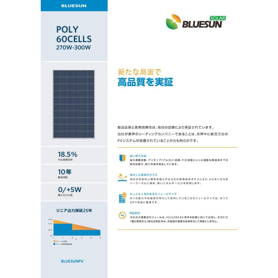 BLUESUN SOLAR（ブルーサン ソーラー） ソーラーパネル 多結晶280W