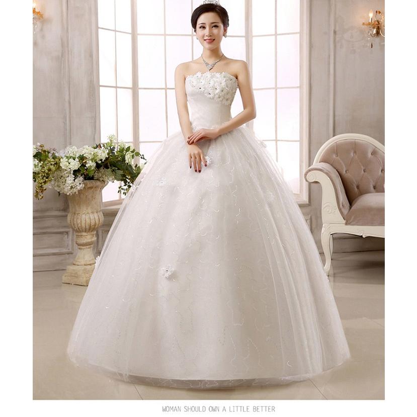 ウエディングドレス ロング丈 大きいサイズ 花嫁 結婚式 花モチーフ 白 ブライダル ベアトップ チュール 袖なし 編み上げ エンパイアドレス 安い Hs z Solas 通販 Yahoo ショッピング