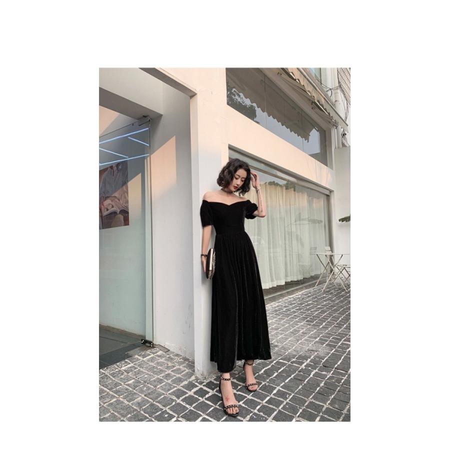 春コーデワンピース 新春新作 セクシー ベロアワンピース ベロアワンピ ミモレ丈 七分袖 Aライン ギャザー フォーマル 結婚式 暖かめ Lyq Solas 通販 Yahoo ショッピング