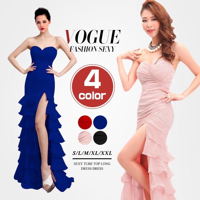 パーティードレス ティアード ロングドレス ベアトップ オフショルダー タイト キャバドレス ストレッチ ギャザー 無地 セクシー 大きいサイズ Op 1809z Solas 通販 Yahoo ショッピング