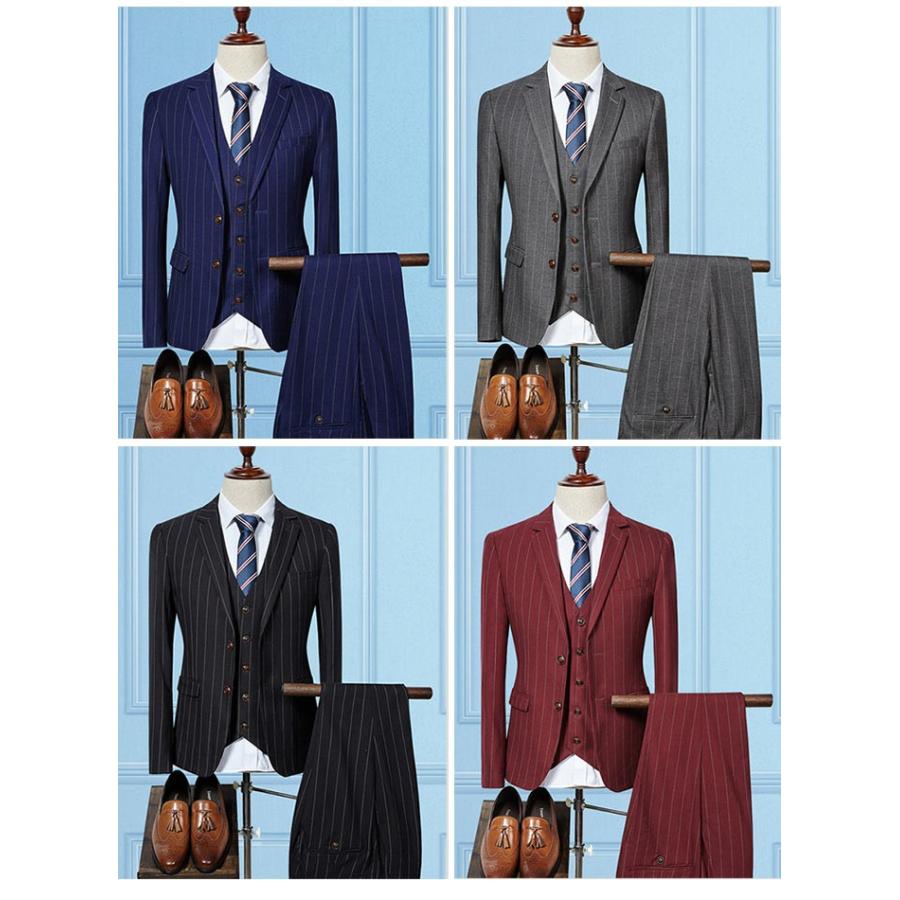 ビジネススーツ メンズスーツ おしゃれ 3ピーススーツ ストライプ柄 オールシーズン フォーマル セレモニー 結婚式 婚礼 舞台 男性用 通勤 夏物 Su l Solas 通販 Yahoo ショッピング