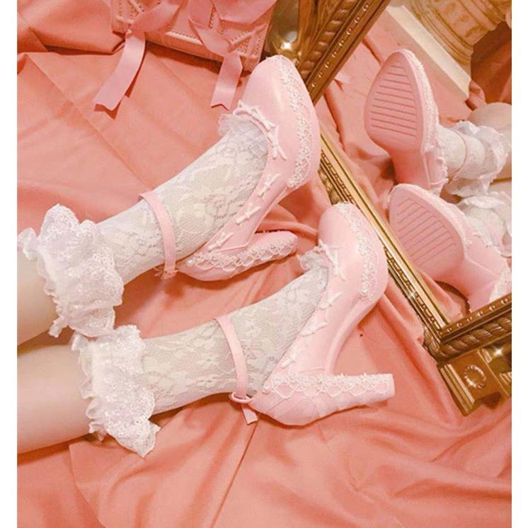 ロリータ靴 レディース パンプス ハンドメイド 靴 ヒール ハイヒール 可愛い お嬢様風ロリータ靴 コスプレ ロリータ 靴 メイド靴 ピンク X Solas 通販 Yahoo ショッピング