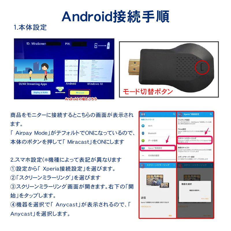 AnyCast ドングルレシーバー HDMI WiFi ディスプレイ iPhone Android Windows MAC ミラーリング スマホの画面をテレビで視聴 無線HDMI転送 Youtubeを見る｜solastore｜08