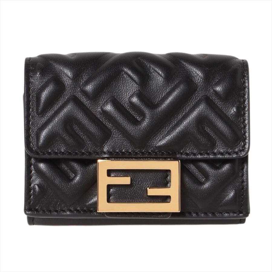 新品未使用　フェンディ FENDI 三つ折り財布 8M0395 NERO FENDI（フェンディ） 中古 三折財布 レディース ブランド エフ イズ