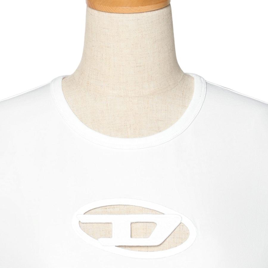 ディーゼル Tシャツ レディース 半袖 A06268 0AFAA DIESEL tシャツ オーバルDロゴ カットアウト コンパクト スリム フィット シンプル 春夏 爆買の画像