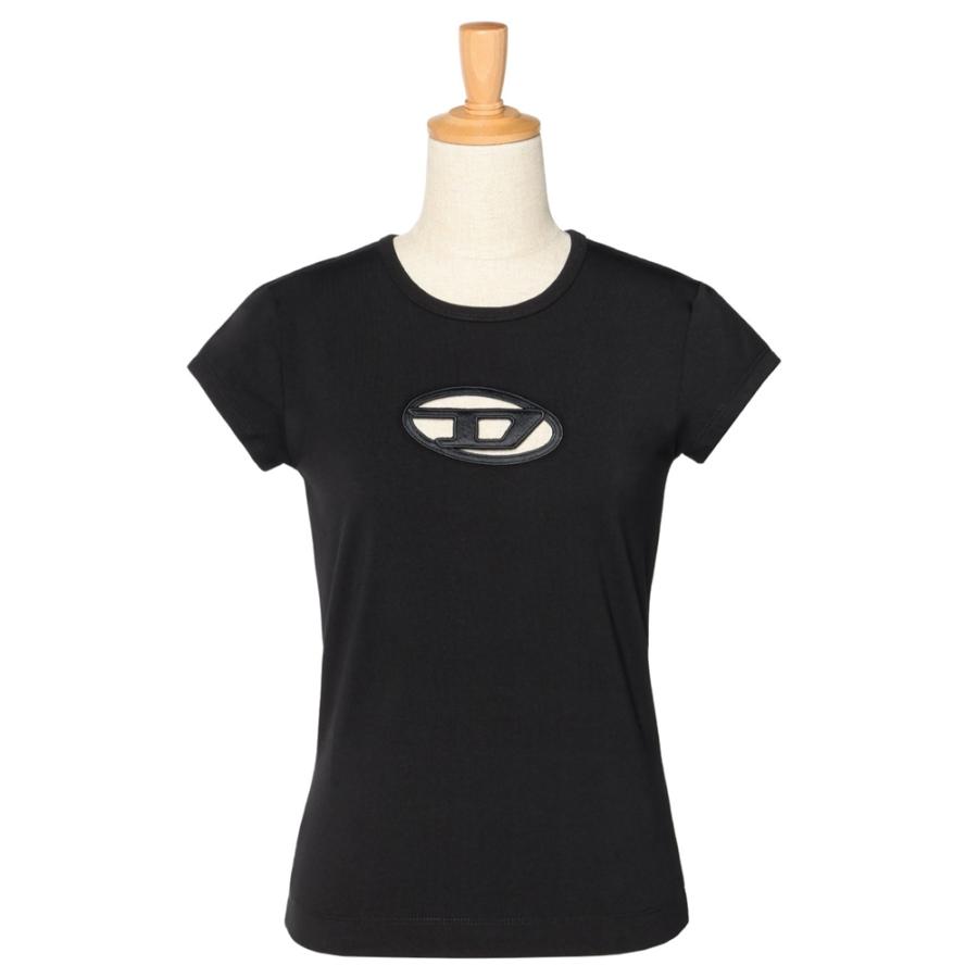 ディーゼル Tシャツ レディース 半袖 A06268 0AFAA DIESEL tシャツ オーバルDロゴ カットアウト コンパクト スリム フィット シンプル 春夏 爆買の画像