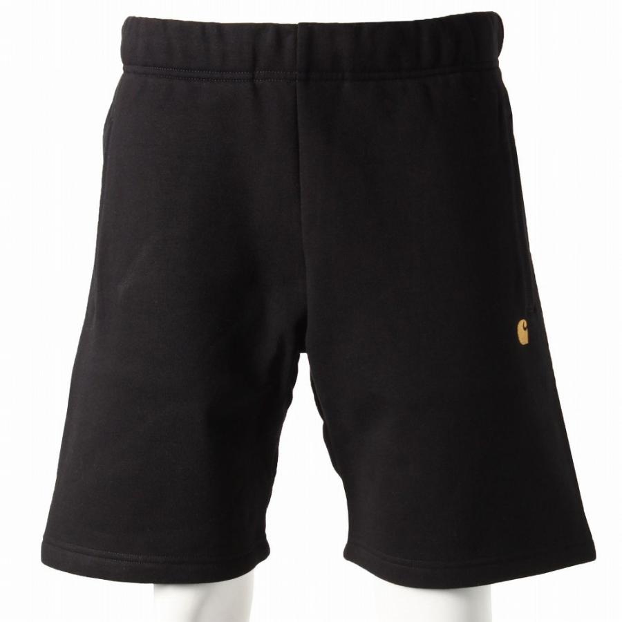 カーハート ハーフパンツ I026389 8990 CHASE SWEAT SHORTS チェイス スウェット ロゴマーク メンズ ブラック Carhartt｜soleil2020