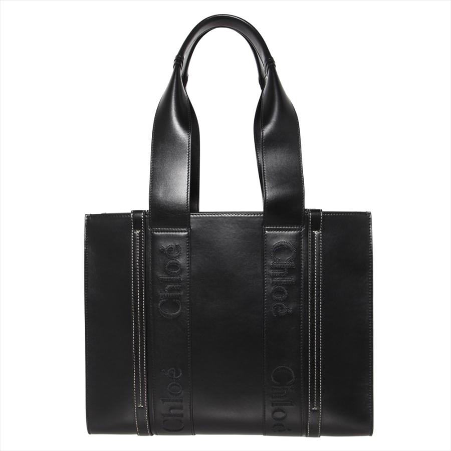 クロエ トートバッグ CHC23US383 I60 001 Black WOODY CHLOE ポイント利用　レザー 黒 A4対応 通勤 オフィス 爆買の画像