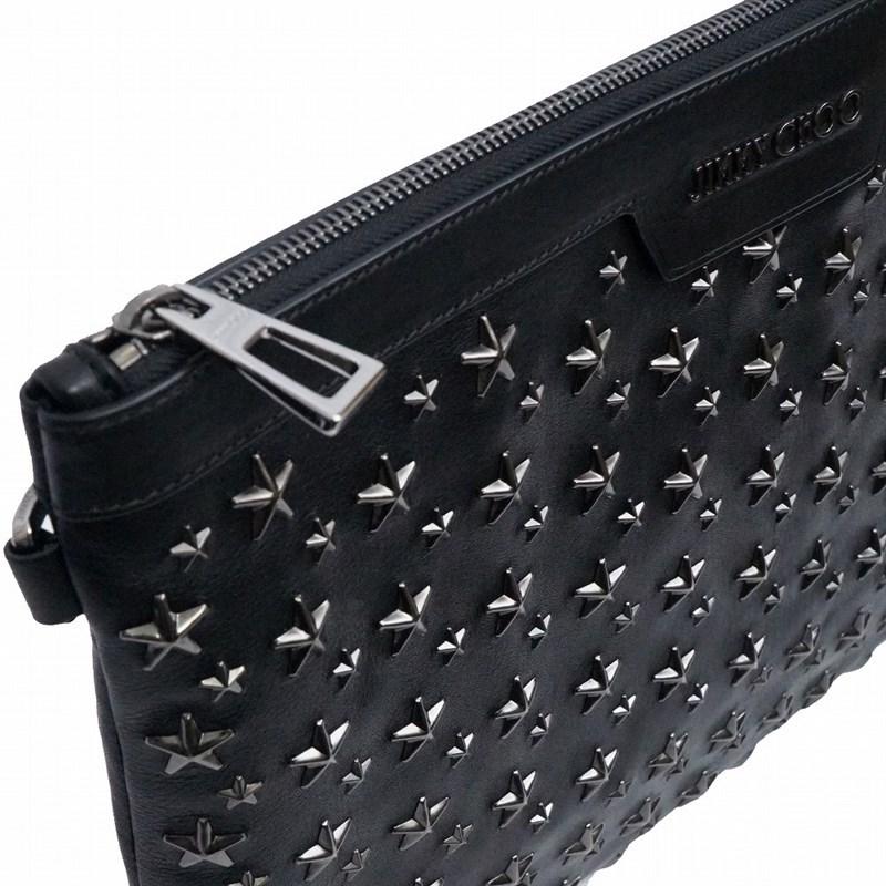 ジミーチュウ クラッチバッグ ポーチ DEREK BLS デレック 星型 スタッズ メンズ ブラック×ガンメタル JIMMY CHOO ポイント利用 爆買の画像