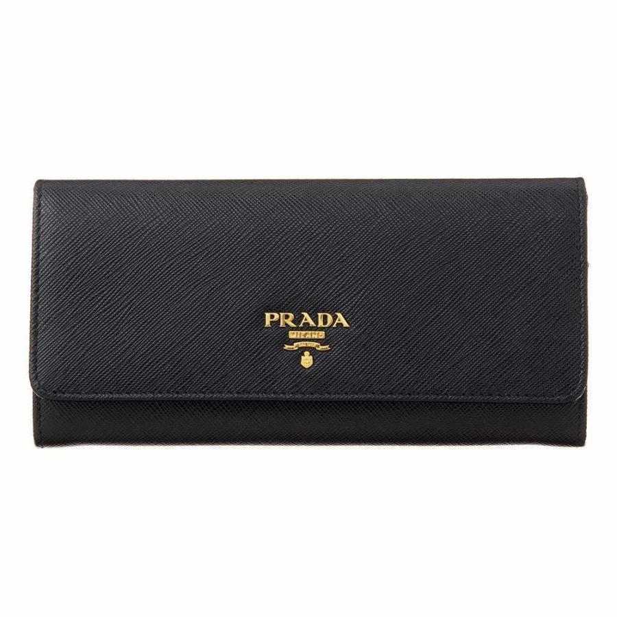 y*1様 【PRADA/プラダ】ブラックレザー長財布 PRADA（プラダ） 長財布 1MH132 QWA F0002 レディース ブラック 財布
