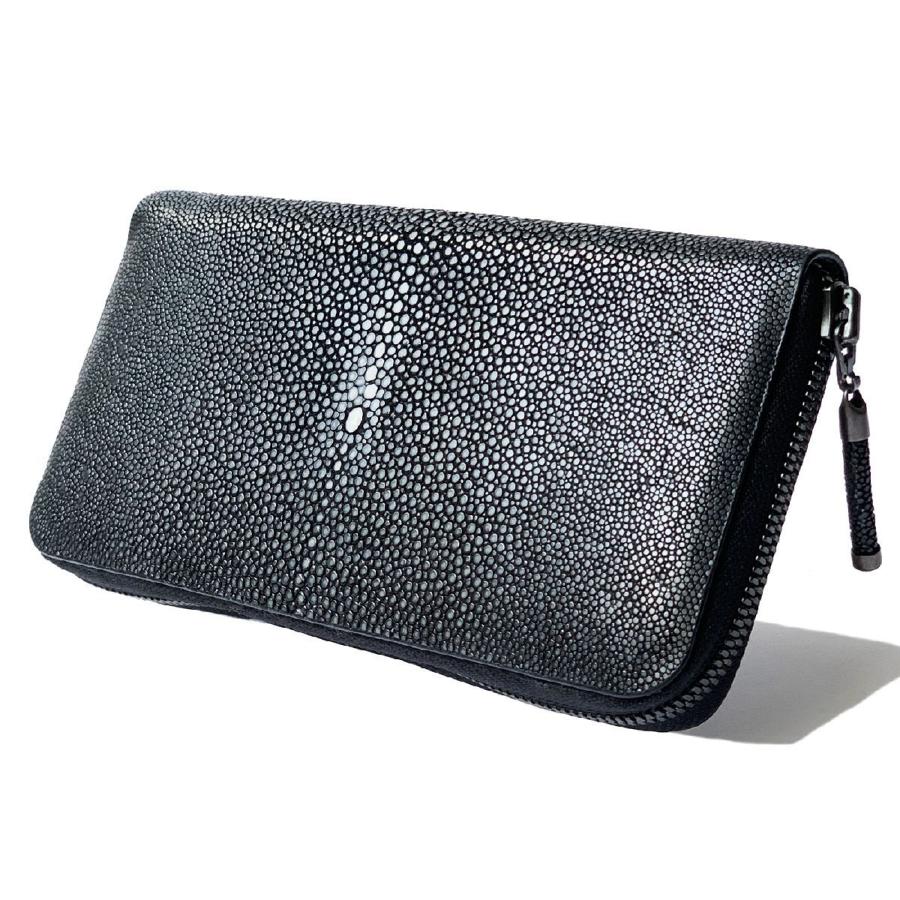 大人気 タイ製 ブランド ガルーシャ スティングレイ エイ革 スターマーク ラウンドジップ財布 長財布 Aknas アトリエアクナス Atelie 美しくしなやかなスティングレイ エイ革 高級 ブラック フランス 本革 財布