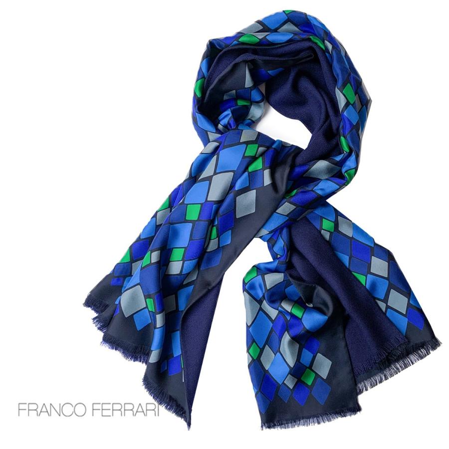 高知インター店 フランコフェラーリ Franco Ferrari 幾何学柄シルクウールストール マフラー スカーフ メンズ レディース ブランド 正規激安 Zoetalentsolutions Com