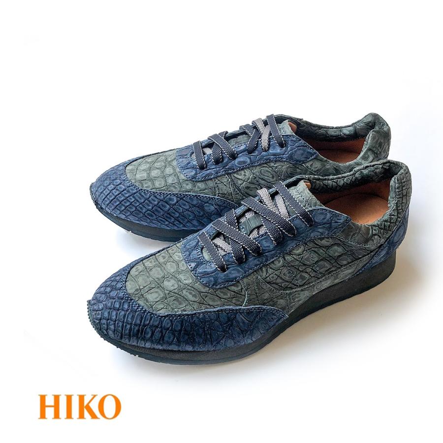 【HIKO ORIGINAL／ヒコオリジナル】 スニーカー メンズ カジュアル ブランド HIKO 日子 クロコダイル ネイビー グレー ヌバック