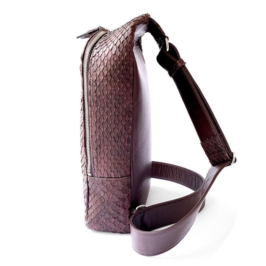 ボディバッグ ショルダーバッグ ヘビ革 パイソン ブランド レザック 日本製 高級 本革 プラムカラー ブラウン ボルドー Les 銀座 Hiko 通販 Yahoo ショッピング