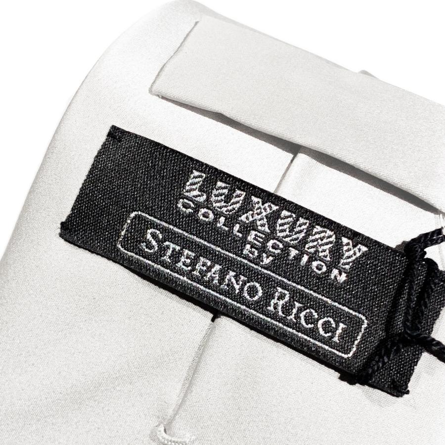 【STEFANO RICCI／ステファノリッチ】ネクタイ クリスタルガラス付 高級 ブランド イタリア 御洒落 メンズ 紳士服  ホワイトの画像