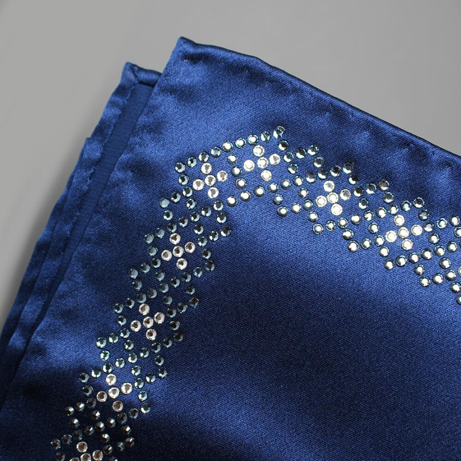 新入荷!!【日本未発売】 STEFANO RICCI(ステファノリッチ) ステファノリッチ スワロフスキー付きシルクポケットチーフ ネイビー 高級 ブランド イタリア 御洒落 メンズ 紳士服 【1467654201】(53130円)