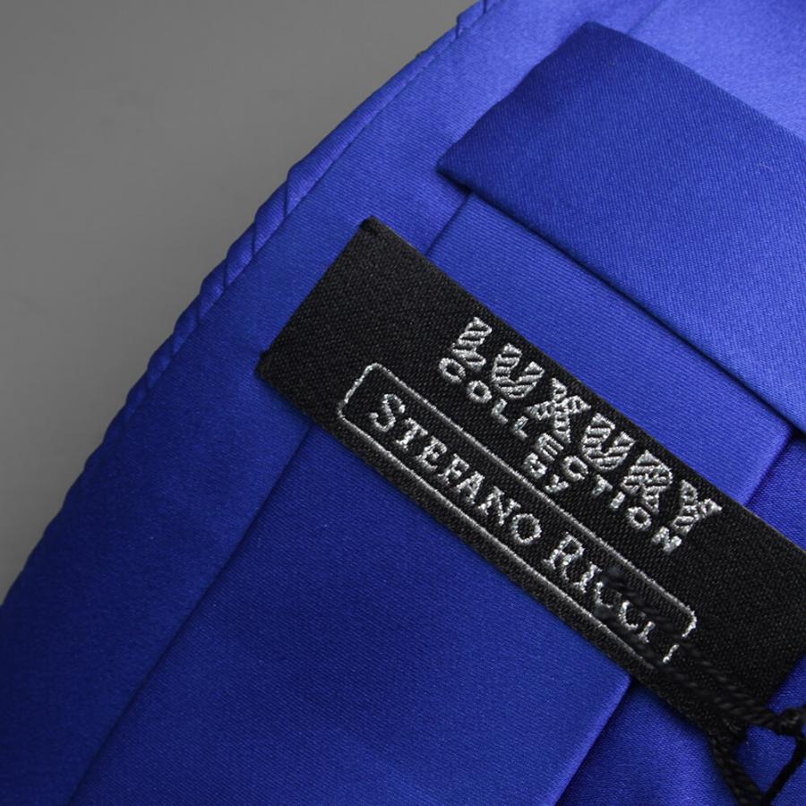 美品 ステファノリッチ ネクタイ シルク プリーツタイ ストライプ 青 水色 STEFANO RICCI ステファノ リッチ ネクタイ シルクサテン