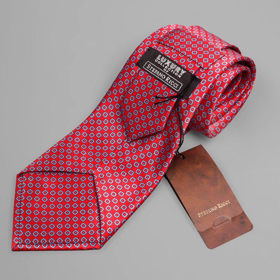 ステファノリッチ】ネクタイ ｜シルク プリント レッド (ste00985