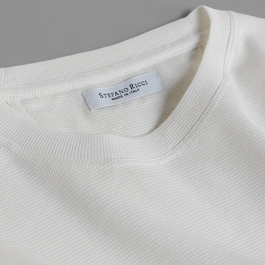 【STEFANO RICCI／ステファノリッチ】コットンシルククルーネックTシャツ ホワイトの画像