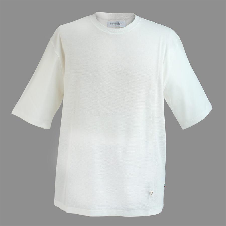 【STEFANO RICCI／ステファノリッチ】コットンシルククルーネックTシャツ ホワイトの画像