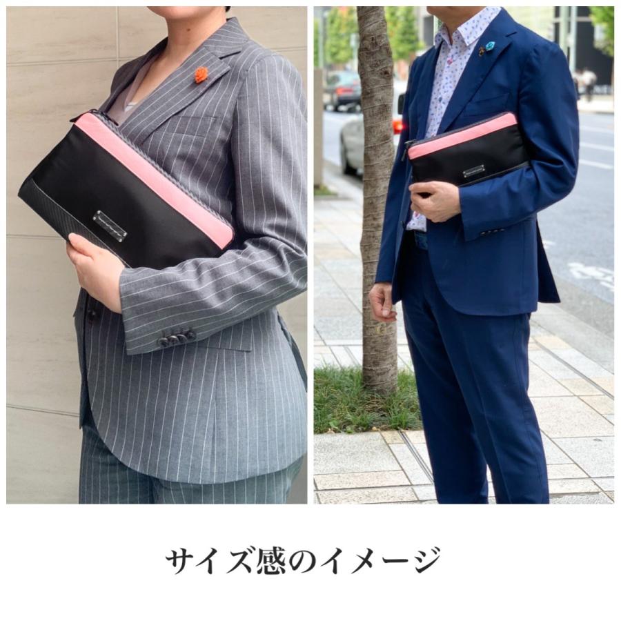 【 銀座HIKOモデル 】ポーチ バッグインバッグ テックナイロン カーボンファイバー カーフレザー ピンク TecknoMonster テクノモンスター イタリア製_6