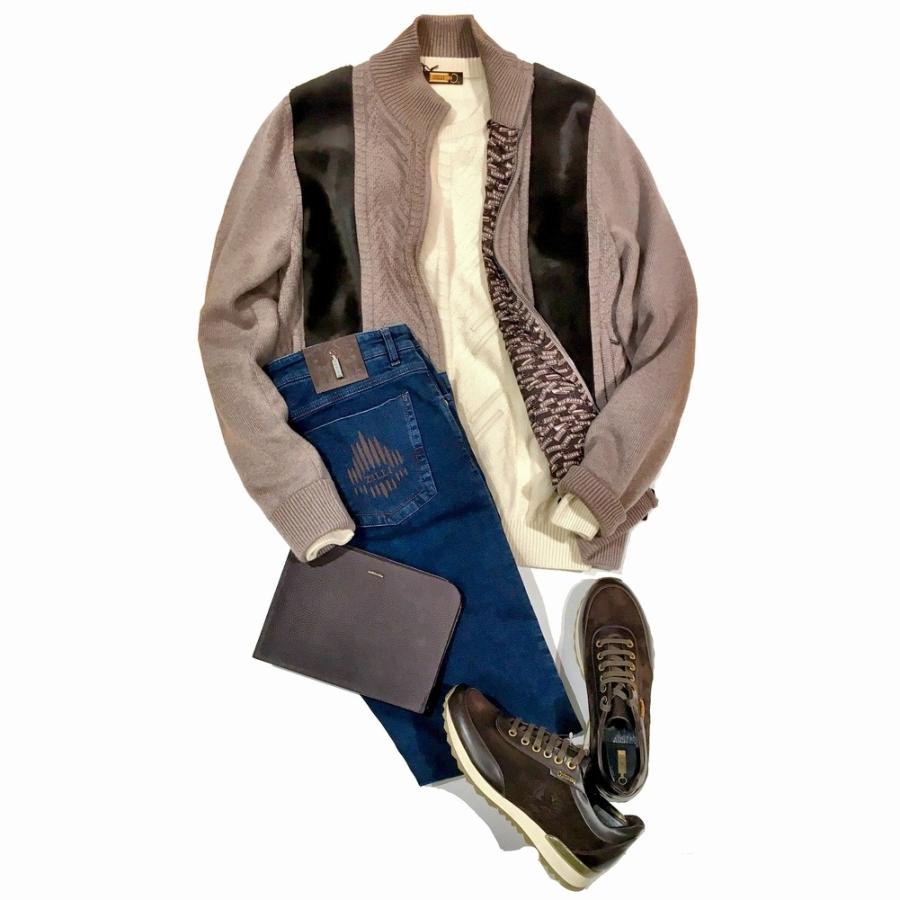 ニット セーター メンズ ブランド 高級 Zilli ジリー カシミヤ レザー Zil 銀座 Hiko 通販 Yahoo ショッピング