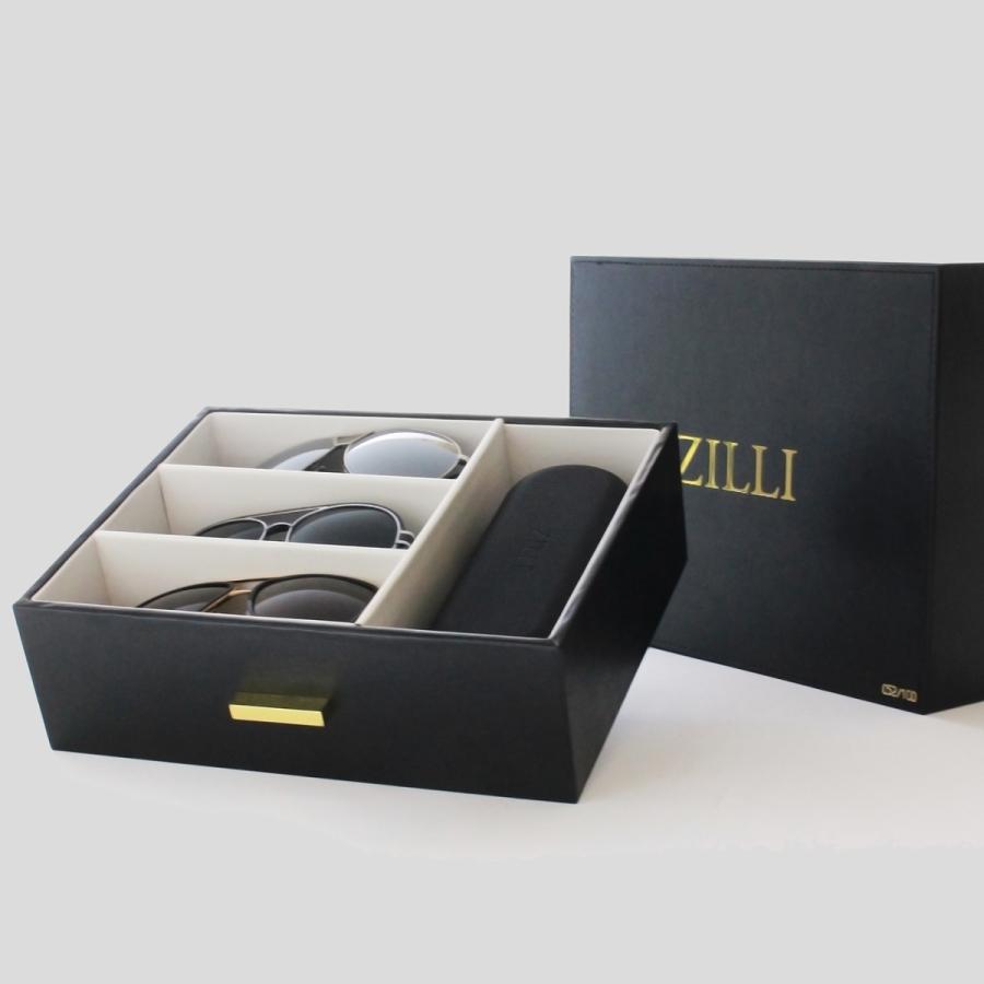 ZILLI (ジリー) 3個セット サングラス チタン ティアドロップ 本革