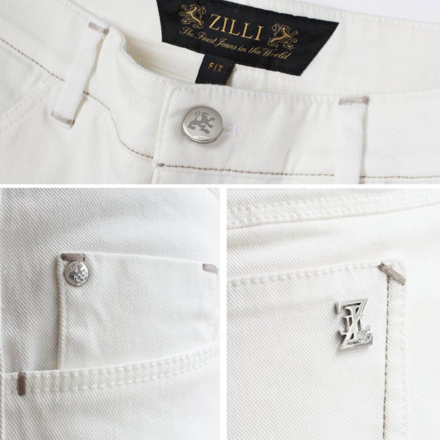 ZILLI (ジリー) ジーパン 白パン カジュアルパンツ おしゃれ 高級 ストレッチ ホワイト 本革の画像