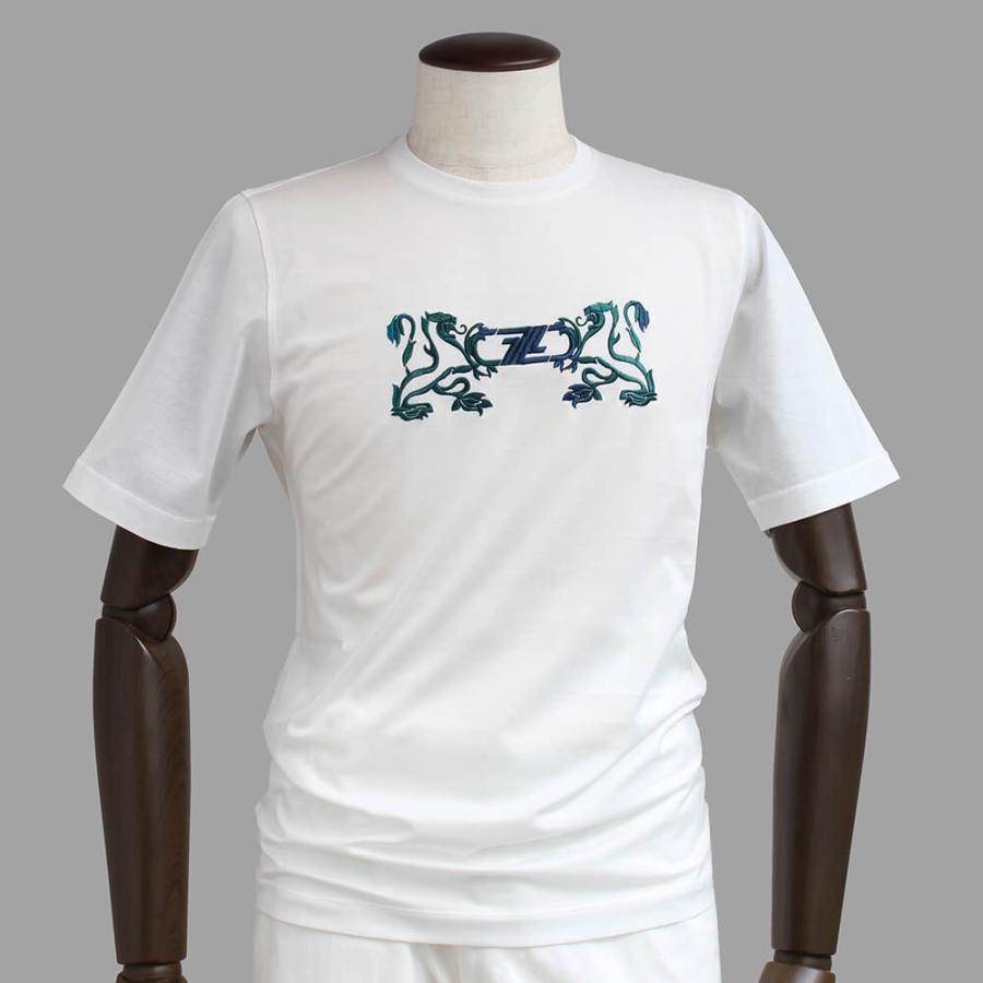 ZILLI ジリー Tシャツ カットソー 半袖シャツ メンズ カジュアル ブランド コットン メンズ ホワイト おしゃれ 紳士服 高級 大きいサイズの画像