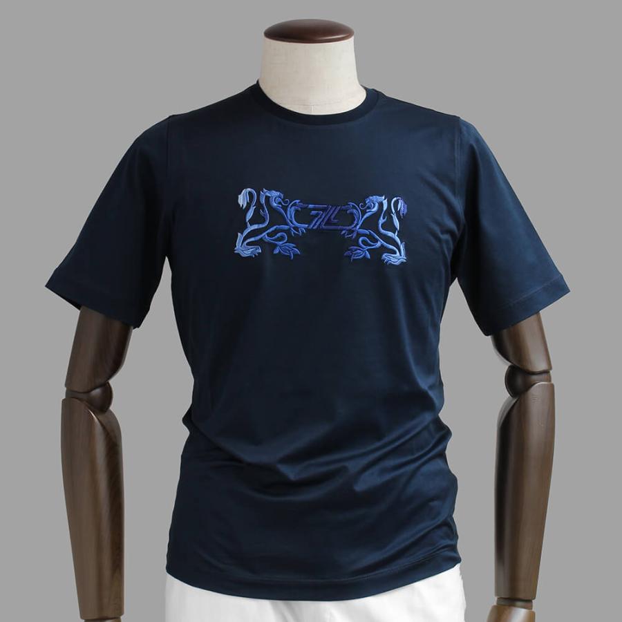 ZILLI ジリー Tシャツ カットソー 半袖シャツ メンズ カジュアル ブランド コットン メンズ ネイビー 紺 おしゃれ 紳士服 高級 大きいサイズの画像