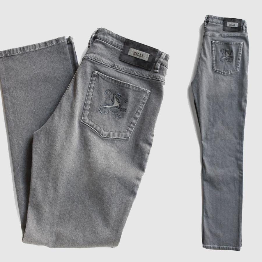 グランシー　デニムパンツ　Sサイズ グレー GRANCY ジーンズ 「GRANCY」ZipDesign Buggy DenimPants
