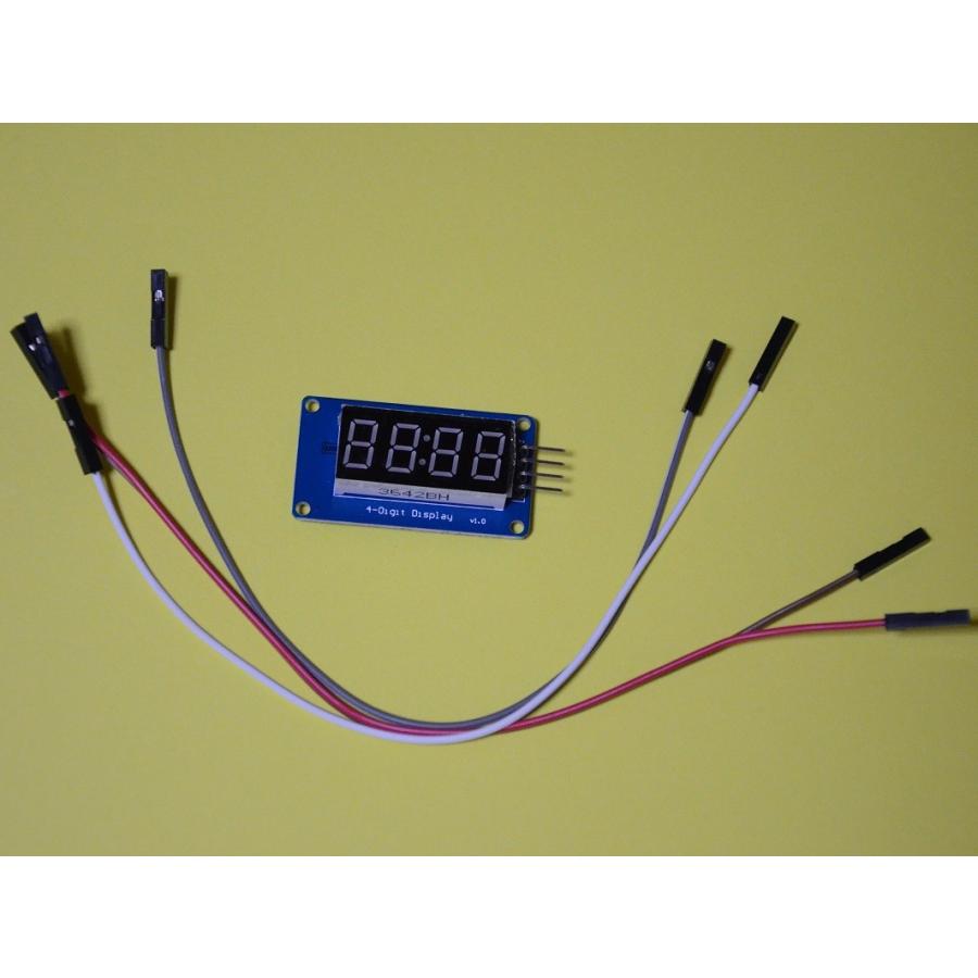 ラズベリーパイ(Raspberry Pi)初心者向け説明書、サポート付 デジタル時計表示キット（ドライバ：TM1637、LED：赤0.36 ...