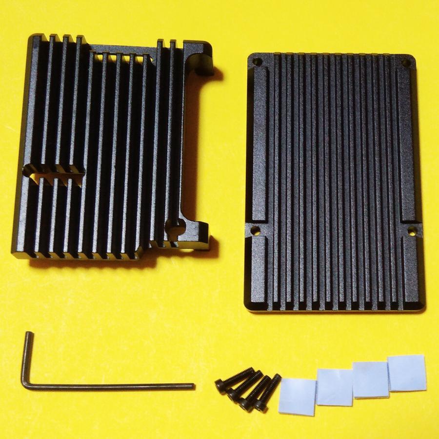 ラズベリーパイ(Raspberry Pi) 4B用 ヒートシンクケース（アルミ製 黒