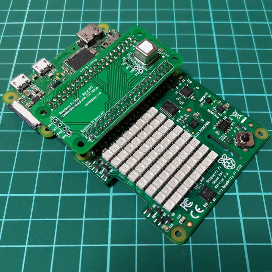 Raspberry Pi Zero WH + Sense HAT V1 SCD40 連結基板で放熱性良好セット : ソリノベ研究所Yahoo ...