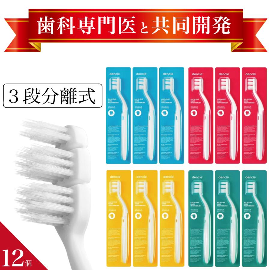 本家本元 スキ間歯ブラシ Dencle 3段分離式 歯ブラシ 12本セット 歯周