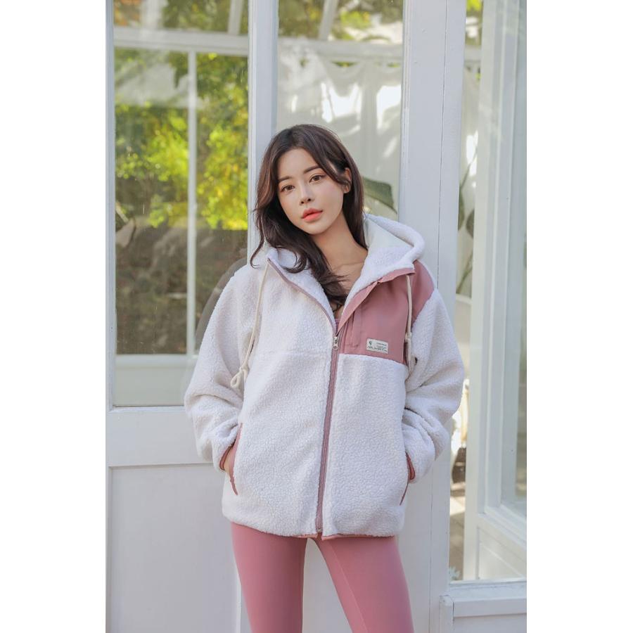 ボア もこもこフードジップアップ 極暖 あったかアウターツートーン くすみピンク ベージュ暖 カジュアル レディースウェア かわいい アウター Tops 067 Conchwear Japan ヤフー店 通販 Yahoo ショッピング