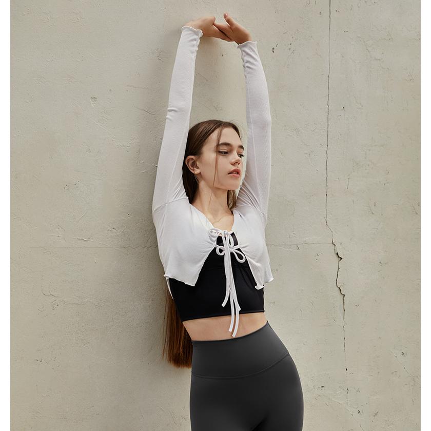 カーディガン リボン フェミニン 可愛い ヨガウェア 無地 シンプル