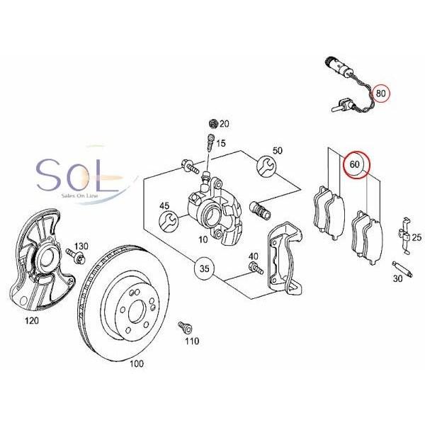 ベンツ W203 フロント ブレーキパッド左右 + パッドセンサー1本 セット C180 C200 C230 C240 C280 C320 0044205120 2115401717｜solltd2｜02