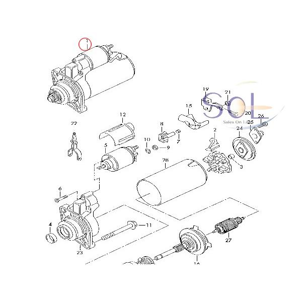 アウディ A3 8L スターター セルモーター スターターモーター リビルト コア返却不要 020911023FX 020911023F 18時まで即日出荷_5