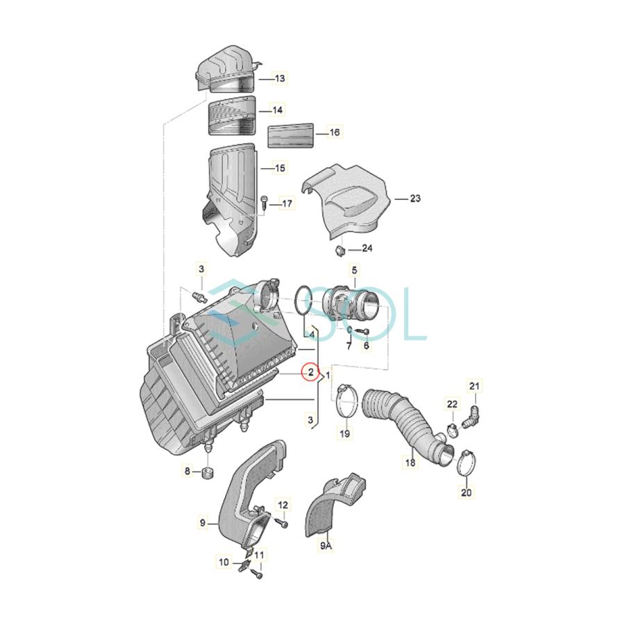 アウディ A4(8E2 8E5 8H7 8EC 8ED 8HE) エアフィルター 06C133843 出荷締切18時｜solltd2｜05