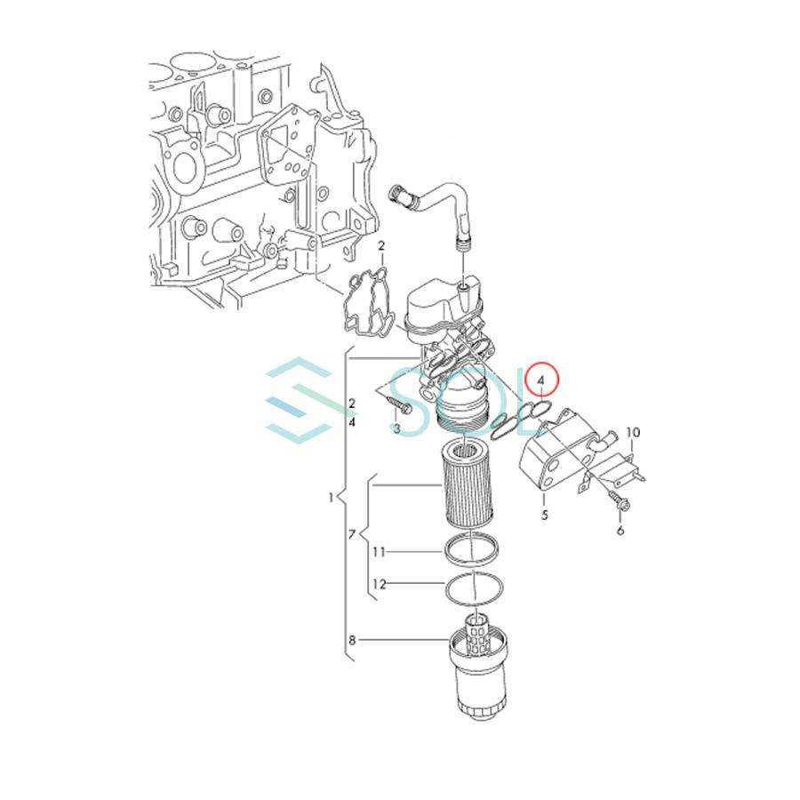 VW ポロ(6R1 6C1) シロッコ3(137 138) トゥーラン(1T1 1T2) オイルクーラーガスケット 06D117070 出荷締切18時｜solltd2｜03