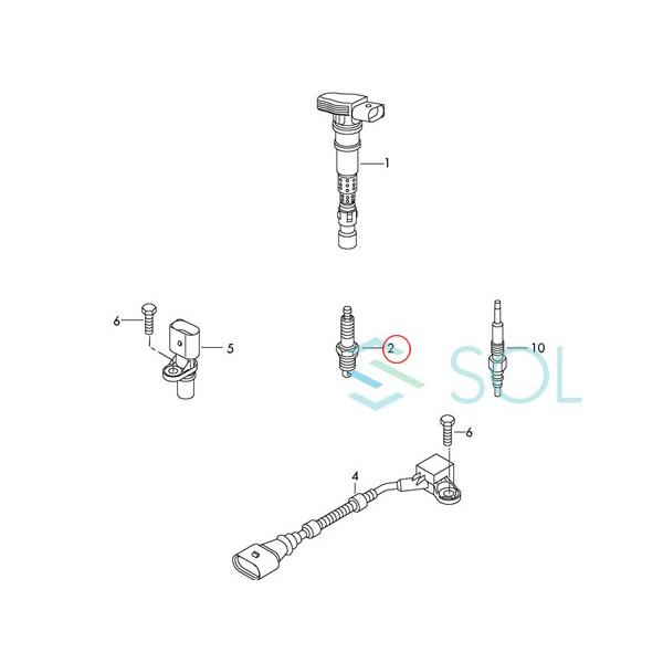 VW ゴルフ5(1K1 1K5) ゴルフ6(5K1 AJ5 517) パサート(3C2 362 3C5 365) CC(357) ダブルプラチナ スパークプラグ 1本 BOSCH 06H905611｜solltd2｜03