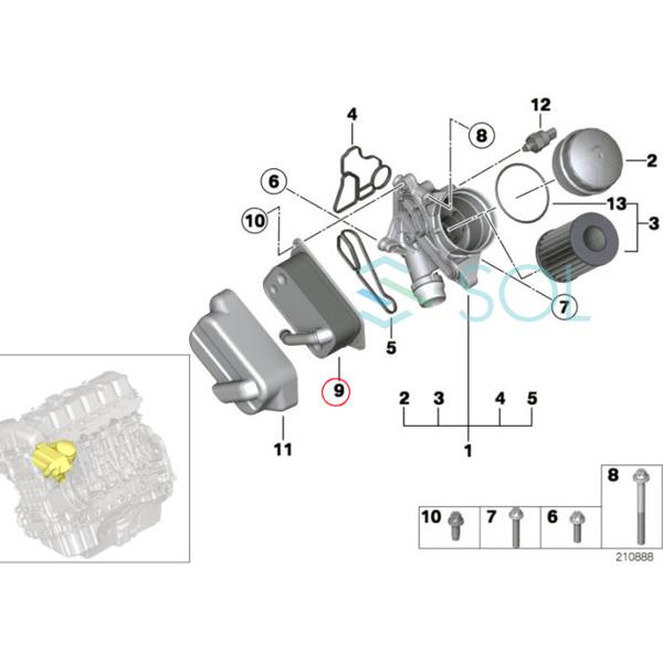 BMW E63 F06 F12 F13 F01 F02 E85 E86 Z4 オイルクーラー ヒートエクスチェンジャー 630i 640i 740i 740Li 2.5i 3.0i 3.0si 11427525333｜solltd2｜03