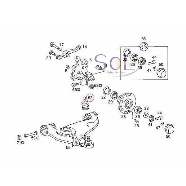 ベンツ W201 W124 R129 フロント ロアアーム ボールジョイント 左右セット 190E E220 E280 SL320 SL500 1243330327 1243330127｜solltd2｜02