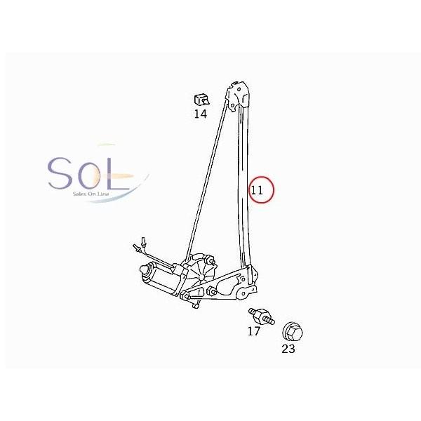 メルセデスW124（1986～95年）用リア・左ウインドウレギュレーター㉘ メルセデスベンツW124（1986～95年）用リア・左ウインドウ
