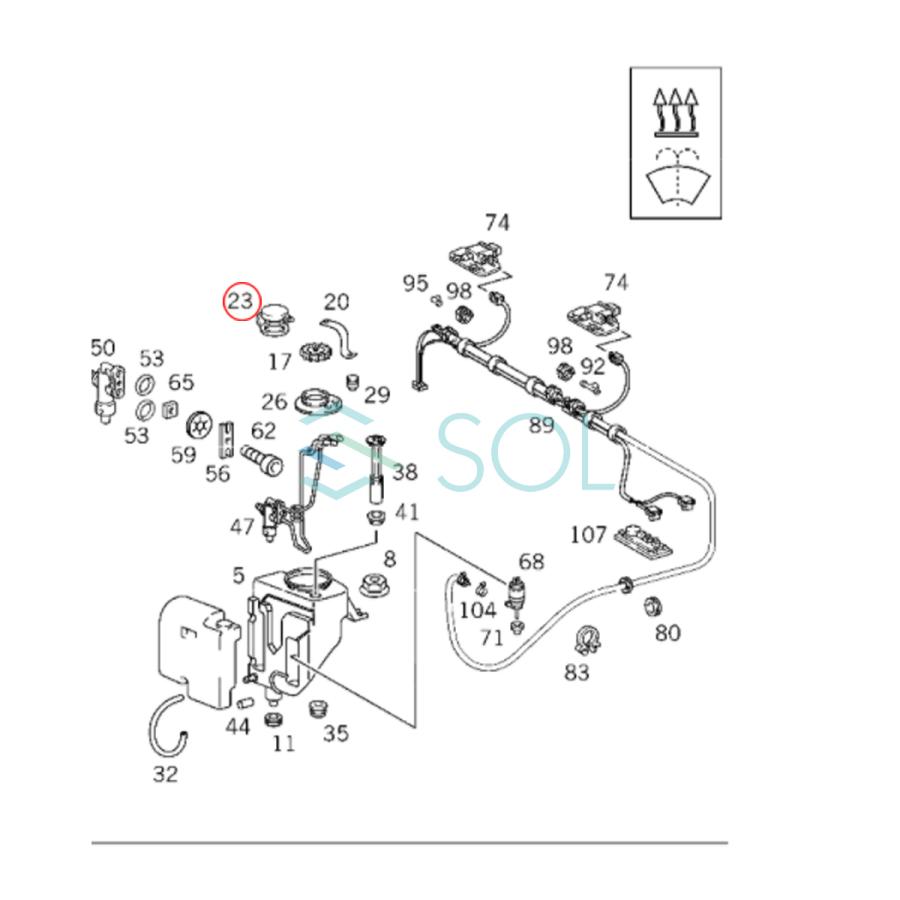 ベンツ W124 W210 W639 ウォッシャータンク フィラーキャップ E220 E230 E240 E280 E300 E320 E400 E430 E55 V350 1248690172 2028609369｜solltd2｜05